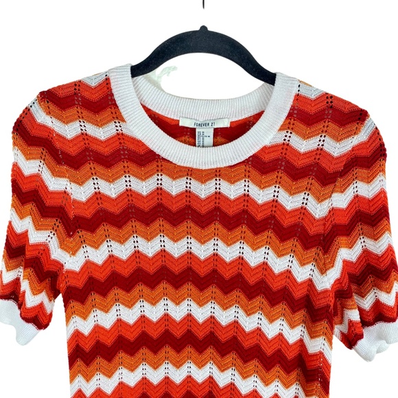 Forever 21 Orange Multi Zig Zag Crochet Shirt - Picture 2 of 4